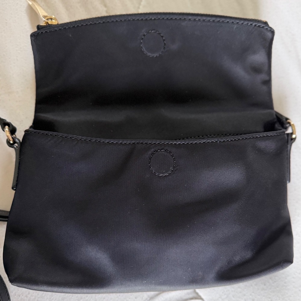Kate Spade New York Black Nylon Foldover Crossbody Bag Gold Hardware - Picture 6 of 12